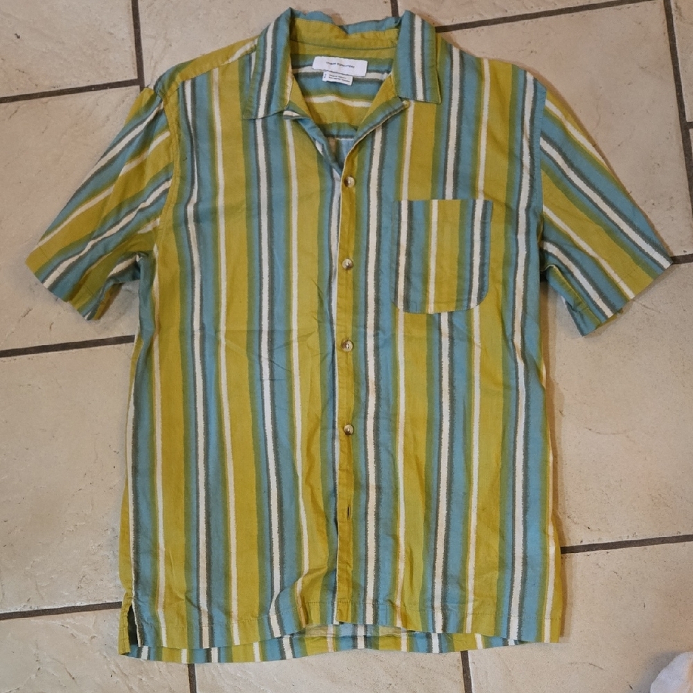 Short Sleeve Vintage Mens Small Button Down Shirt